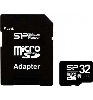 Карта памяти Silicon Power MicroSDHC 32 GB Class 10 + SD-adapter (SP032GBSTH010V10-SP)